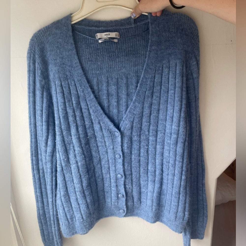 Mango periwinkle wool blend cardigan